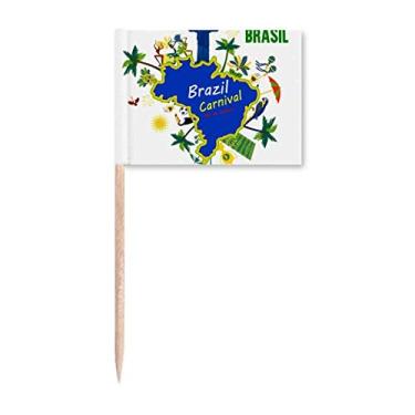 Imagem de Mount Corcovado Brasil Mapas Brasil Carnaval Bandeira de palito de dente Marcador Topper Decoração de festa