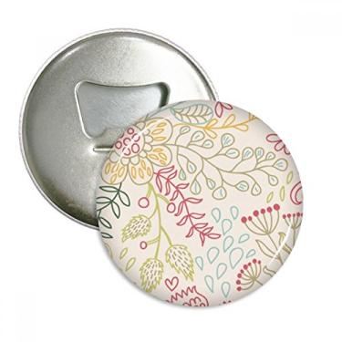 Imagem de Abridor de garrafas com estampa de folhas de linha e flores e ímã de geladeira emblema multifuncional