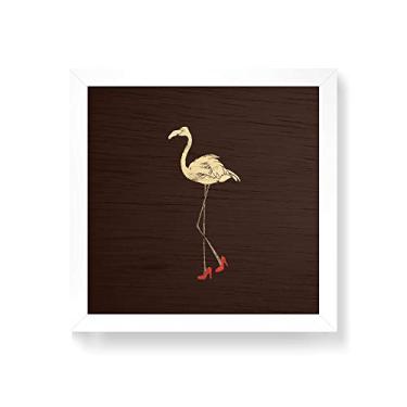 Imagem de Arte Maníacos Quadro decorativo com moldura caixa branca em Madeira - Flamingo Salto Alto - 30x30cm