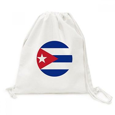 Imagem de Mochila de lona com cordão e símbolo da bandeira nacional de Cuba