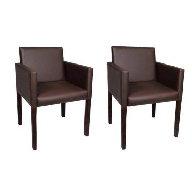 Imagem de Kit 2 Poltronas Nina Executiva Em Tecido Sintético - Marrom - Cor: Marrom