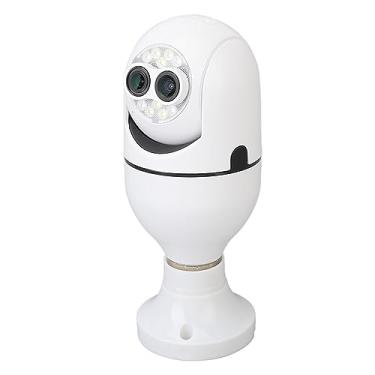 Imagem de Câmera de Vigilância de Lente Dupla, Câmera de Segurança de Lâmpada 2MP HD Smart WiFi Câmera AC110-230V para Casa Interna