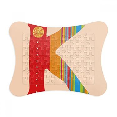 Imagem de K alfabeto laranja fruta linda moldura de quebra-cabeça decoração de quadro enfeite de quebra-cabeça