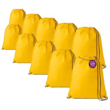 Imagem de Kit 10x Mochilas tipo Saco Gym Sack em TNT Premium 33x40cm Marino TopGet