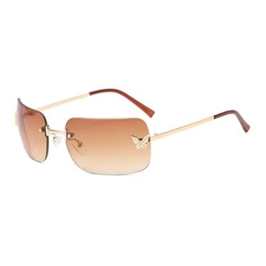 Imagem de Óculos de sol quadrados de diamante sem moldura feminino produto óculos de condução retrô rave party glasse, 3, tamanho único