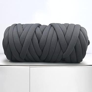 Imagem de Fio de tricô de braço de fio grosso 1 kg fio de lã gigante DIY cobertor feito à mão cama macia para animais de estimação (cinza escuro 1)