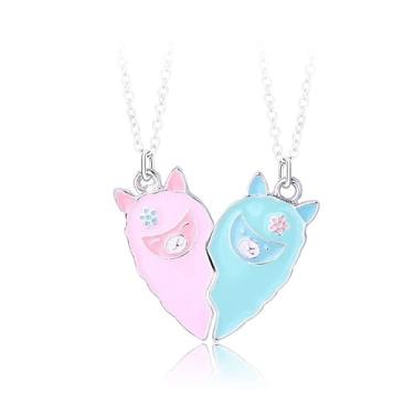 Imagem de COLORFUL BLING Presente BFF 2 peças adorável magnético baleia abacate dophin alpaca fantasma amor coração conjunto de colar combinando para irmãs, 1, Resina, Sem Pedra Preciosa