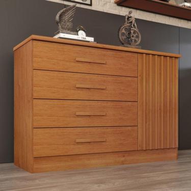 Imagem de Cômoda Barcelona 1 Porta 4 Gavetas Cinamomo - Tcil Móveis