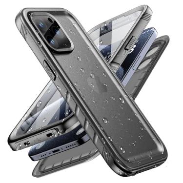 Imagem de SPORTLINK Capa impermeável para iPhone 15 Pro Max - embutida [protetor de tela de vidro temperado 9H] [IP68 subaquática][à prova de poeira][militar de 4 m [resistente ao corpo] capa de celular de 6,7 polegadas preta