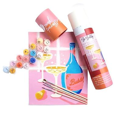 Imagem de Pink Picasso Kits de pintura moderna de meados do século por número para todas as idades | DIY Color by Numbers Kit de pintura acrílica em tela para iniciantes kits de pintura como visto em tanque de