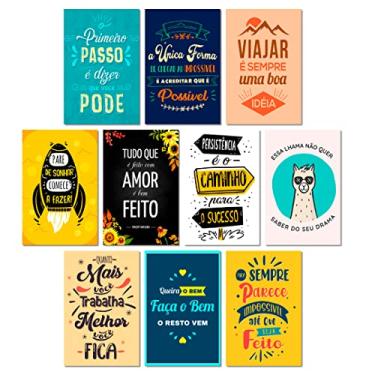 Imagem de Kit 10 Placas Decorativas Frases Motivacionais 20x30 cm Mdf