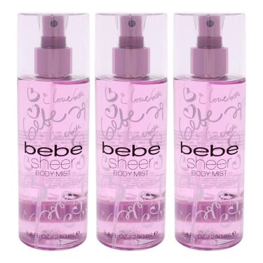 Imagem de Perfume Bebe Sheer Body Mist para mulheres, 250 ml, pacote com 3