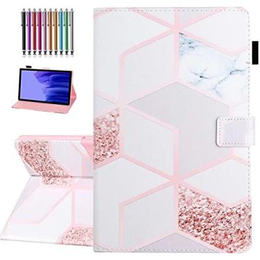 Imagem de Capa para Samsung Galaxy Tab A7 Lite de 8,7 polegadas, capa de couro PU com suporte de visualização em vários ângulos capa inteligente com proteção total para Samsung Galaxy A7 Lite 2021 [SM-T220/T225] - mármore dourado