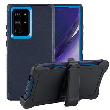 Imagem de Capa ultrafina para Galaxy Note 20, proteção contra quedas, capa robusta e resistente, à prova de choque/queda/poeira, capa protetora de 3 camadas durável para Samsung Note 20 Ultra (azul almirante/azul royal com clipe de cinto)