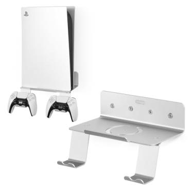 Imagem de aplslpa Suporte de metal PS, prateleiras flutuantes de 25,4 cm para parede, suporte de parede para PlayStation 5 e 4, também bom para suportar alto-falantes, roteador de Internet, câmera de segurança