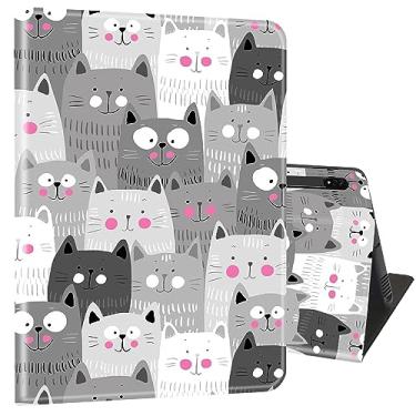 Imagem de Capa para Samsung Galaxy Tab S8 Plus 2022/S7 FE 2021/S7 Plus 2020 31.5 cm, capa completa ultrafina com suporte multiângulo com função despertar/dormir - Gato cinza engraçado