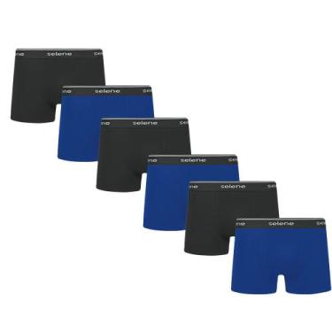 Imagem de 6 Cuecas Boxer Box Selene Em Algodão Cotton, Preto, Royal, G