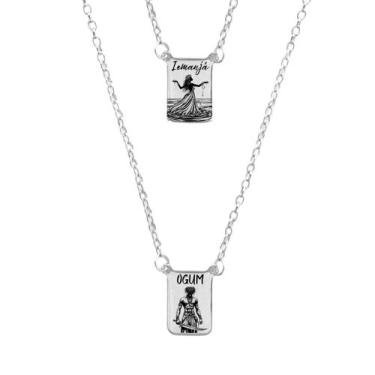 Imagem de Colar Escapulário Iemanjá com Ogum Umbanda Aço Inoxidável - Escapulári
