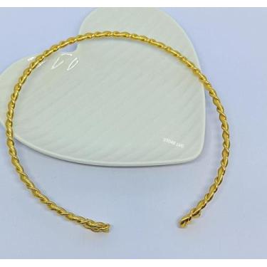 Imagem de Colar Choker Aro Tubo Torcido Folheado a Ouro Dourado Prata inspiração
