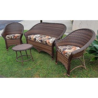 Imagem de Conjunto Sofá e poltronas Mesa Centro Tecido Rivieira - Varanda Móveis