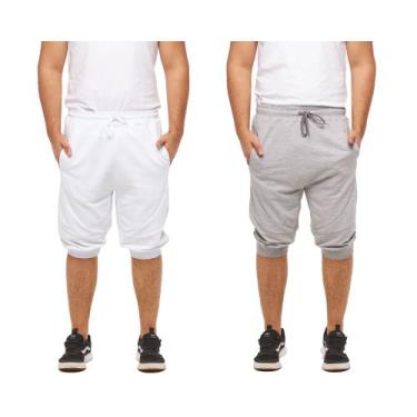Imagem de Kit com 02 bermudas de moletom masculina fitness skinny - Wooks, G, Br