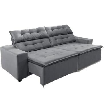 Imagem de Sofá Concept 2 metros Retrátil e reclinável com Molas Suede Ligth Cinz
