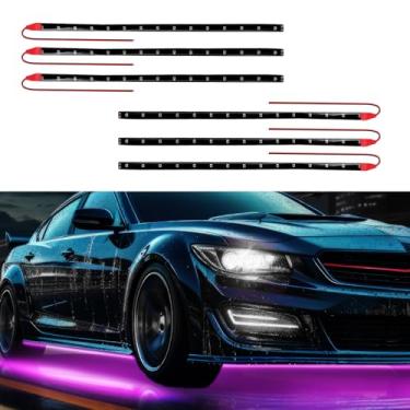 Imagem de PACLVIO 6 peças de 15 luzes de LED na parte inferior da carroçaria, 3 m, à prova d'água, 12 V, LED, interior, exterior, com fio de 15 polegadas, fita de luz automática flexível, decoração universal