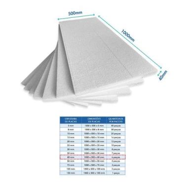 Imagem de Placa de Isopor Termo Acústica 40 mm 6 unidades - Portal EPS