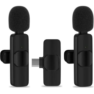 Imagem de Microfones Sem Fio Compactos Pretos Lapela iPhone ou Android com Conexão Lightining ou USB Tipo C - Omni-Direcional e Longo Alcance (Android (USB Tipo C))