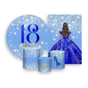 Imagem de Kit 2 Painéis De Festa + Trio De Capas Cilindro - Princesa 18 Anos Efe