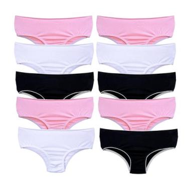 Imagem de Kit 10 Calcinhas Infantil Criança Algodão Cotton Kids - Try Basics, G,