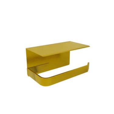 Imagem de Porta Papel Higiênico Stander Suporte Para Celular Dourado - JGC COMER