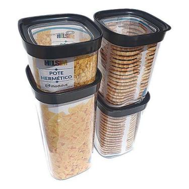 Imagem de Potes Para Biscoito Hermeticos Policarbonato Alta Qualidade Cor Preto 