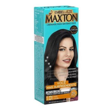 Imagem de Kit Prático Tintura Creme Maxton 1.01 Preto Carvão - Embelleze