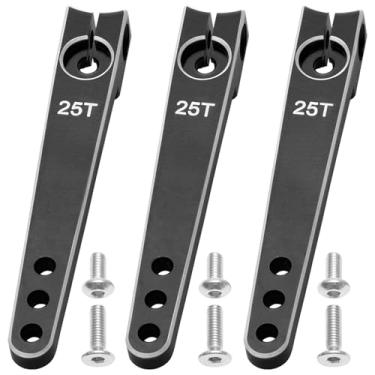 Imagem de 3Pack Vgoohobby 25T Servo Arm Horn Aluminum 25 Teeth Steering Arms Compatible with Futaba Hitec Savox Power HD Servo Motors Fit RC Crawler Car Airplane Plane Boat (2inch,Black)