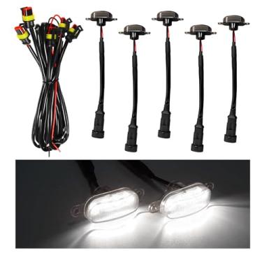 Imagem de Dickno 5 peças de luzes de grade de carro, luzes de LED âmbar brilhante com chicote de fiação, lâmpadas de acabamento frontal à prova d'água, lâmpadas de grade externa de veículos compatíveis com F150