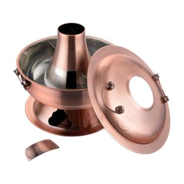 Imagem de Qianly Copper Hot Pot Fogão de Cobre Chafing Prato Panela de Sopa de aço Inoxidável Panela Shabu Shabu Pote para Festas Buffets Comerciais, Violeta Divisão 30cm