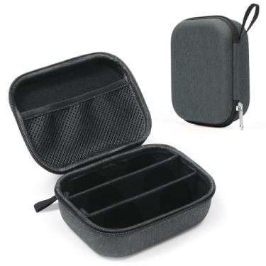 Imagem de Bukere Estojo organizador de óculos de sol de viagem, 3 compartimentos ajustáveis para vários óculos, caixa de óculos rígida para homens e mulheres, Cinza-escuro, 3 Slots