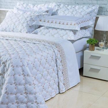 Imagem de Kit Cobre Leito Colcha Garland Super King 100% Algodão 400 Fios Acetin