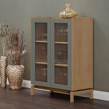 Imagem de Cristaleira 2 Portas Barcelona 115,5x80x45 Cm Oak/Ferrolack