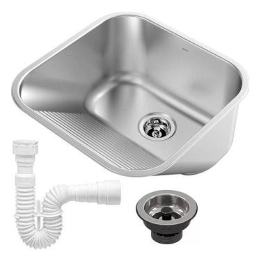 Imagem de Kit Tanque 40x40 Cm 25l Cuba Docol Com Valvula Loggica Sifão