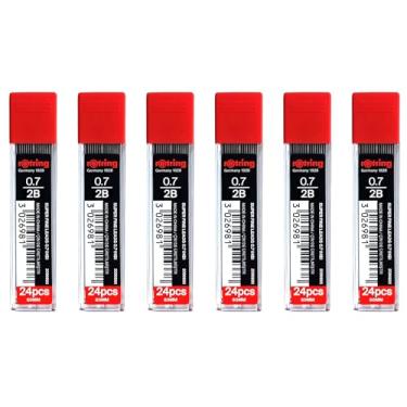 Imagem de rOtring Recargas de grafite de lápis escuro forte super polímero 2B de 0,7 mm para lapiseiras - 144 grafites no total - pacote com 6 tubos