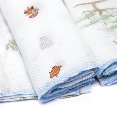 Imagem de Kit 3 Fraldas Babete Paninho De Boca Bebê Estampado Algodão - Papizinh
