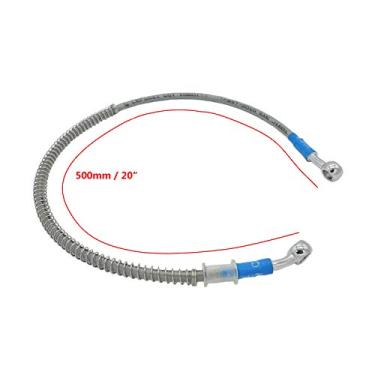 Imagem de S SYUU Linha de mangueira de óleo de freio hidráulico reforçado M10 de 500 mm, 50 cm, encaixe banjo, extremidade de aço inoxidável, cabo trançado compatível com motocicleta Pit Dirt Bike Enduro