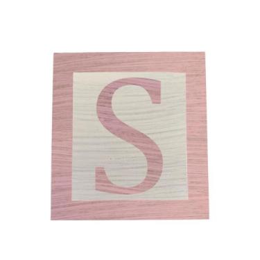 Imagem de Cubo Branco Letra Rosa Bebê com Aplique Festa Chá de Bebê Decoração 8x