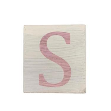 Imagem de Cubo Branco Letra Rosa Bebê Festa Chá de Bebê Decoração 8x8x8 Cm Mdf M