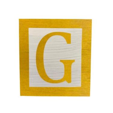 Imagem de Cubo Branco Letra Amarela com Aplique Festa Chá de Bebê Decoração 8x8x