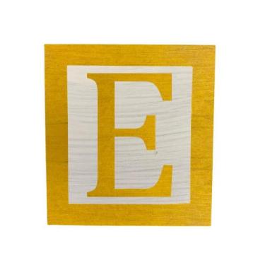 Imagem de Cubo Branco Letra Amarela com Aplique Festa Chá de Bebê Decoração 8x8x