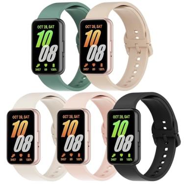 Imagem de Pacote com 5 pulseiras de silicone compatíveis com Samsung Galaxy Fit 3, macia, ajustável, esportiva, respirável, pulseira de reposição para smartwatch Galaxy Fit 3 SM-R390