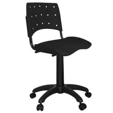 Imagem de Cadeira Giratória Fixa Plástica Preta Anatômica - ULTRA Móveis - Ultra